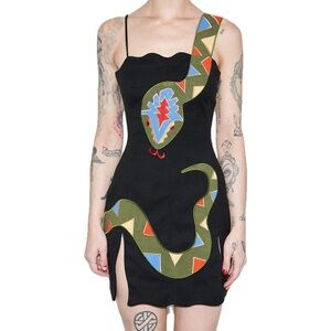 Fashion Brand Company Black Snake Mini Dress